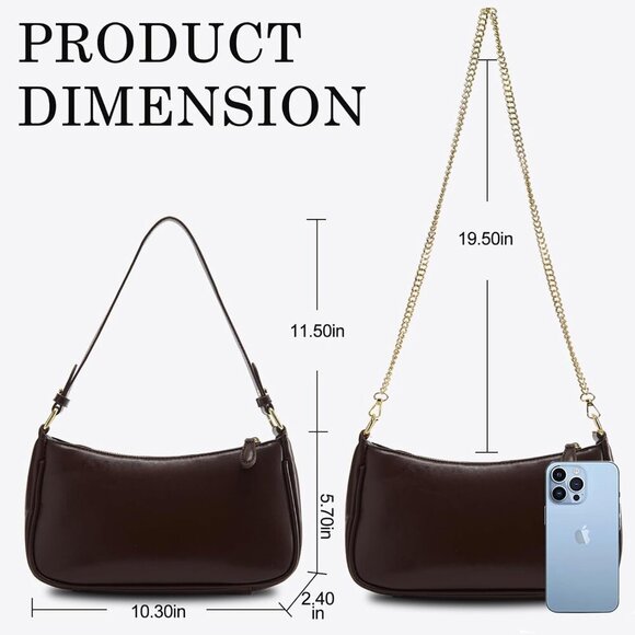 Vegan Leather Shoulder Bag with Removable Straps Women's Tote Purse - Picture 5 of 7